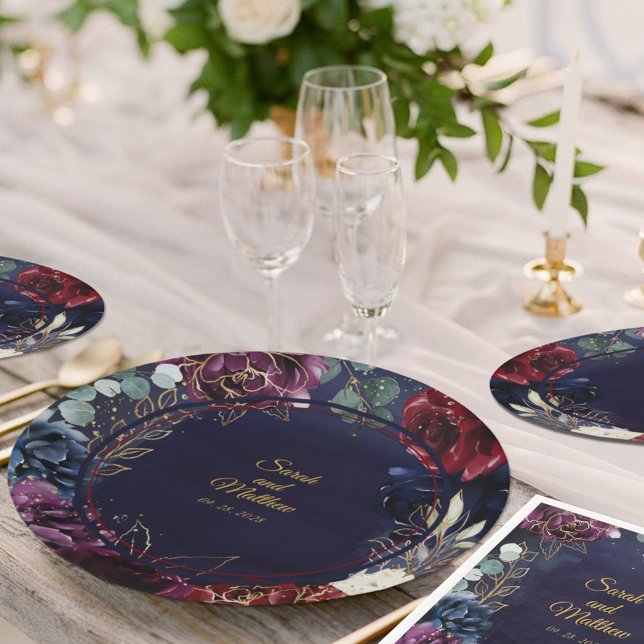 Burgundy Navy Hochzeit 12,50 x Abendessen Pappteller (Von Creator hochgeladen)