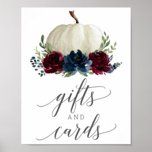 Burgundy Navy Kürbis Geschenke und Karten Schild