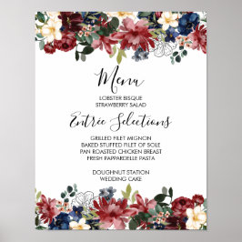 Burgundy Navy Menu Sign Poster