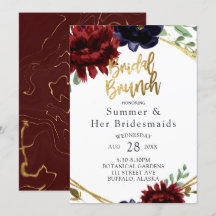 Burgundy Navy Peony Gold Bridesmaids Luncheon