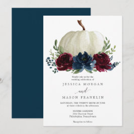 Burgundy Navy Pumpkin Fall Floral Wedding Einladung