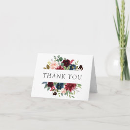 Burgundy Navy und Blush Floral Vielen Dank Dankeskarte