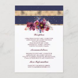 Burgundy Navy und Gold Wedding Information Guest Begleitkarte