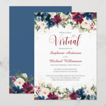 Burgundy Navy Wasserfarben Virtual Wedding