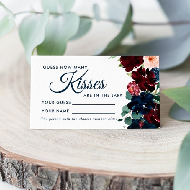 Burgundy & Navy Wie viele Kisses Showspielkarte Platzkarte (Von Creator hochgeladen)