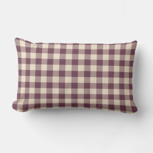 Burgundy Off-White Gingham Pattern Lendenkissen