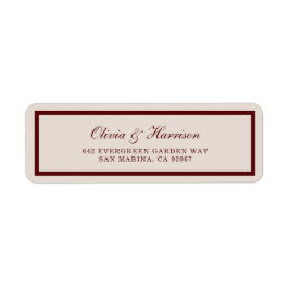 Burgundy Old Money Wedding Return Address Label