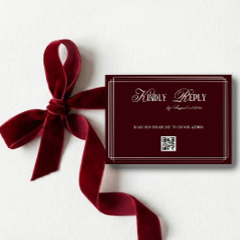 Burgundy Old Money Wedding RSVP Karte