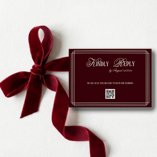 Burgundy Old Money Wedding RSVP Karte (Von Creator hochgeladen)