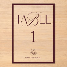 Burgundy Old Money Wedding Table Number