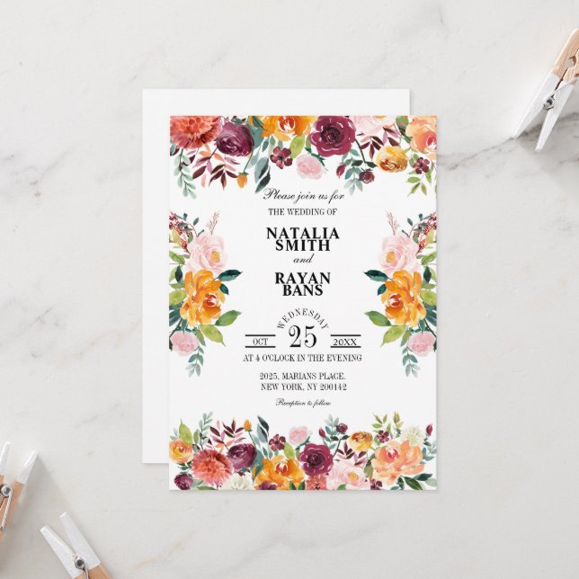 Burgundy Orange Crush Blumenkarte (Vorderseite/Rückseite Beispiel)