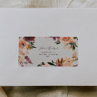 Burgundy Orange Floral | Beige UAWG-Adressetikette