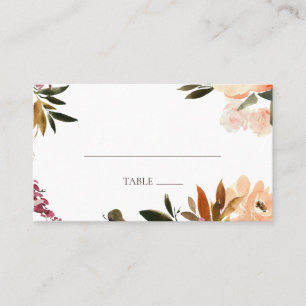 Burgundy Orange Floral Flat Wedding Platzkarte