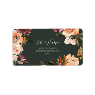 Burgundy Orange Floral   Green UAWG Address Labels Adressaufkleber