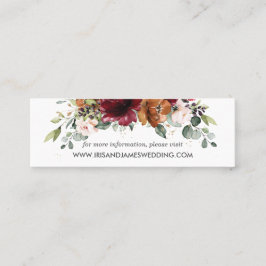 Burgundy Orange Floral Wedding Website Card Mini Visitenkarte