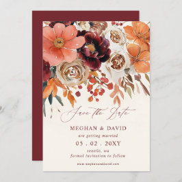 Burgundy Orange Hochzeit im Herbst Save The Date