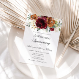 Burgundy Orange Ivory Floral Hochzeitstag Einladung