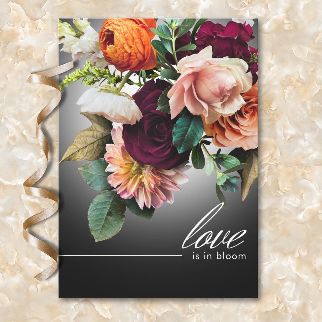 Burgundy Orange Liebe ist in Blütendusche Einladung (Burgundy Orange Floral Love is in Bloom Shower Invitation)