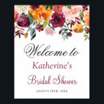 Burgundy Orange Pink Brautparty Sign Poster<br><div class="desc">Burgundy Orange Pink Brautparty Sign</div>