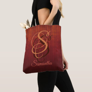 Burgundy Orange Rote rustikale Monogramm ombre ges