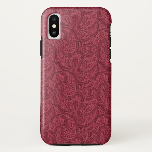 Burgundy Paisley Case-Mate iPhone Hülle (Rückseite)
