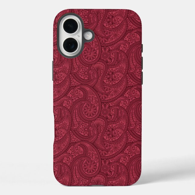 Burgundy Paisley Case-Mate iPhone Hülle (Rückseite)