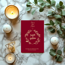 Burgundy & Pale Gold Rhombus Save the Date Hochzei