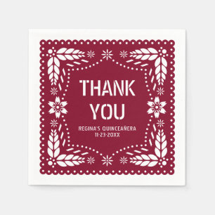 Burgundy papel picado Danke QUINCEAÑERA Serviette
