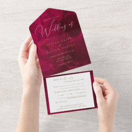 Burgundy Passion Wedding All In One Einladung