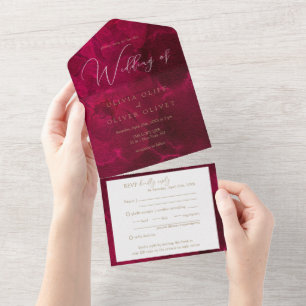Burgundy Passion Wedding All In One Einladung