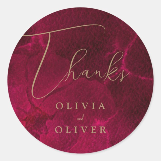 Burgundy Passion Wedding Runder Aufkleber (Vorderseite)
