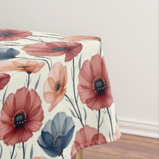Burgundy Peach and Blue Poppy Tischdecke