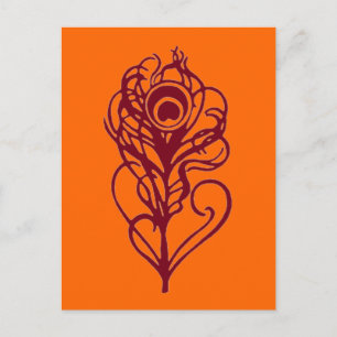 Burgundy Peacock Feather Postkarte