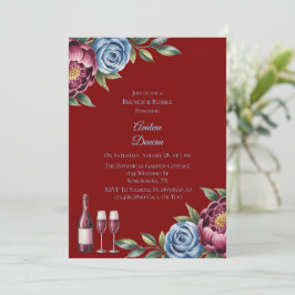 Burgundy Peony & Blue Rose Brunch & Bubbly Einladung
