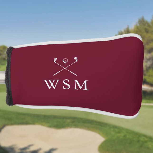 Burgundy Personalisiert Monogram Golf Clubs Headcover (Burgundy Personalized Monogram Golf Clubs Golf Head Cover)