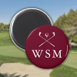 Burgundy Personalisiert Monogram Golf Clubs Magnet<br><div class="desc">Personalisieren Sie das Monogramm in klassischer Typografie,  um ein einzigartiges Golfgeschenk zu schaffen und für jeden Golfer zu behalten. Entwickelt von Thisisnotme©</div>