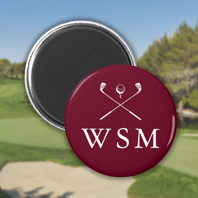 Burgundy Personalisiert Monogram Golf Clubs Magnet (Burgundy Personalized Monogram Golf Clubs Magnet)
