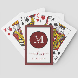 Burgundy Personalisiert Monogram und Name Playing  Spielkarten