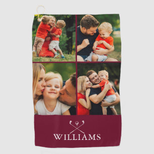 Burgundy Personalisiert Name Foto Collage Golfhandtuch