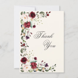 Burgundy Pink Aquarell Floral Dankeskarte