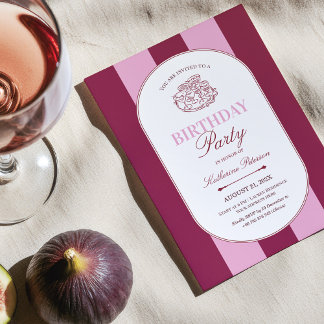 Burgundy Pink Birthday Party Invitation Einladung