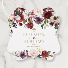 Burgundy Pink Blume Er ist Gold Osterplatz Risen Geschenkanhänger