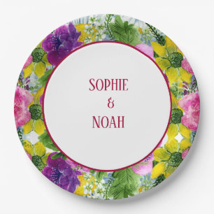Burgundy Pink Blumengarten Hochzeit neu geplant Pappteller