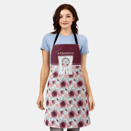 Burgundy Pink Blush Floral Dreamcatcher Muster Schürze