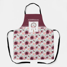Burgundy Pink Blush Floral Dreamcatcher Muster Schürze