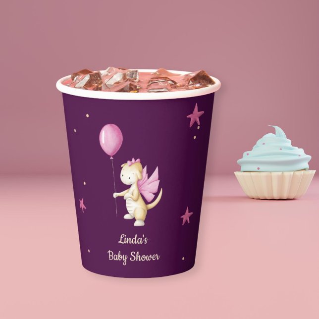 Burgundy Pink Dragon Baby Dusche Pappbecher (Von Creator hochgeladen)