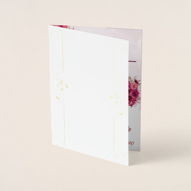 Burgundy Pink Elegant Wedding Folienkarte (Vorderseite)