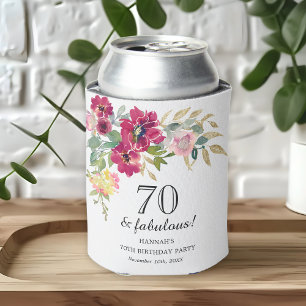 Burgundy Pink Floral 70. Geburtstag Dosenkühler