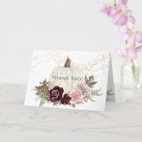 Burgundy Pink Floral Pumpkin Gold Star Vielen Dank