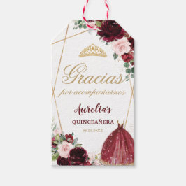 Burgundy Pink Floral Quinceanera Gefallen Vielen D Geschenkanhänger
